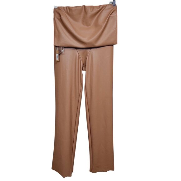 SKIMS Faux Leather Tube Top + Boot Cut Pant Set Sienna 3X - Picture 3 of 16